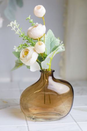 Декоративная ваза-бутыль ЛИЛО, стекло, янтарная, 10 см, Koopman International