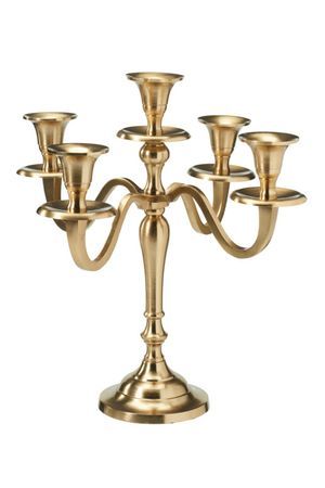 Канделябр БОЖУАР на 5 свечей, металл, золотой, 30 см, Koopman International