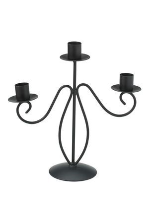Канделябр БОРНЭ на 3 свечи, металл, чёрный, 17 см, Koopman International