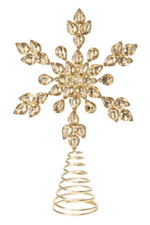 Ёлочная верхушка СНЕЖИНКА ГЕРТИ, металл, пластик, золотая, 26 см, Koopman International