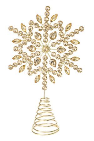 Ёлочная верхушка СНЕЖИНКА ИМГАРД, металл, пластик, золотая, 26 см, Koopman International