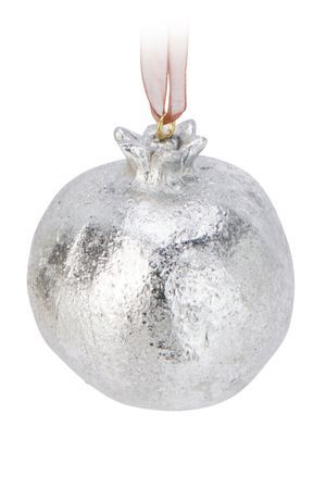 Ёлочная игрушка СЕРЕБРЯНЫЙ ГРАНАТ, полистоун, 6 см, Koopman International