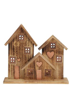 Декоративное интерьерное украшение ДОМИКИ КЕМПТЕНА с подсветкой, дерево, 29 см, Koopman International