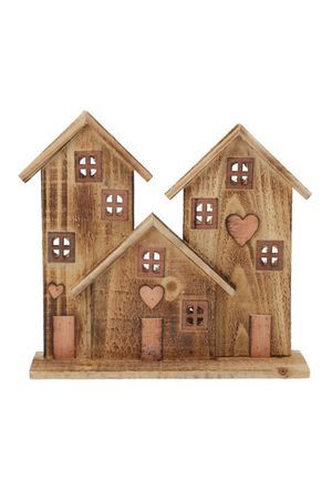 Декоративное интерьерное украшение ДОМИКИ ФЮССЕНА с подсветкой, дерево, 29 см, Koopman International