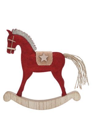 Декоративная фигура ЛОШАДКА-КАЧАЛКА ЛОРЕН, текстиль, дерево, красная, 22 см, Koopman International