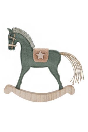 Декоративная фигура ЛОШАДКА-КАЧАЛКА ЛОРЕН, текстиль, дерево, серая, 22 см, Koopman International