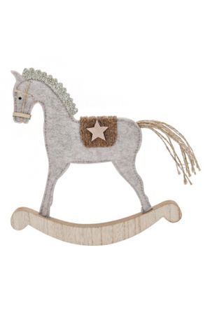 Декоративная фигура ЛОШАДКА-КАЧАЛКА ЛОРЕН, текстиль, дерево, бежевая, 22 см, Koopman International