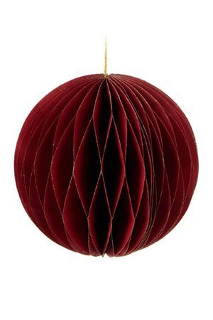 Декоративное подвесное украшение ШАР 'ФОССАНО', бумага, бордовый, 15 см, Koopman International