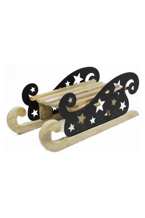 Декоративное украшение САНКИ 'ЗВЁЗДНАЯ ДОРОЖКА', древесина манго, 45х18 см, Koopman International