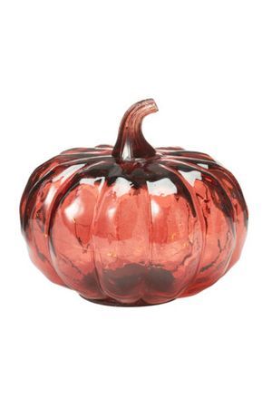 Декоративный светильник ТЫКВА БЕЛЬФОР, стекло, красный, тёплые белые LED-огни, 13 см, батарейки, Koopman International