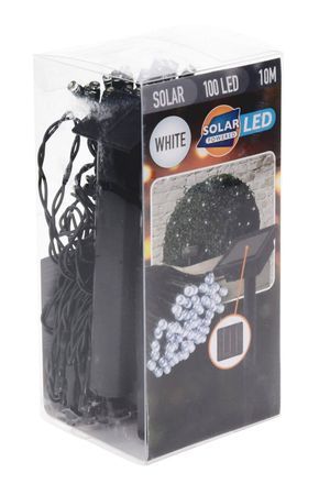 Гирлянда на солнечной батарее Solar ДЮСОЛЕЙ, 100 холодных белых LED-огней, 10 м, зелёный ПВХ, уличная, Koopman International
