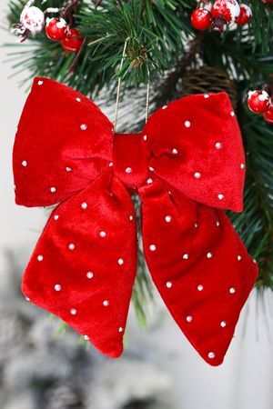 Декоративный бант ДИВИЯ, текстиль, красный, 17х15 см, Edelman