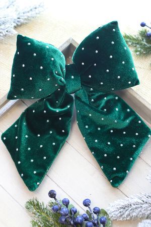 Декоративный бант ДИВИЯ, текстиль, изумрудный, 23х20 см, Edelman