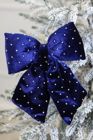 Декоративный бант ДИВИЯ, текстиль, синий, 23х20 см, Edelman