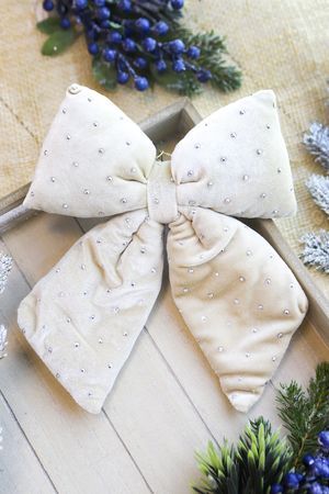 Декоративный бант ДИВИЯ, текстиль, кремовый, 23х20 см, Edelman