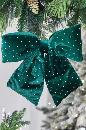 Декоративный бант ДИВИЯ, текстиль, изумрудный, 34х30 см, Edelman