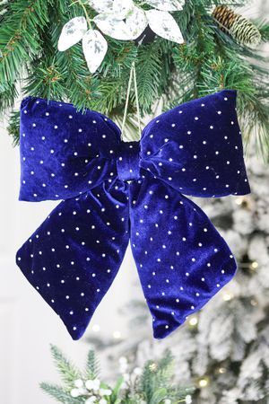 Декоративный бант ДИВИЯ, текстиль, синий, 34х30 см, Edelman