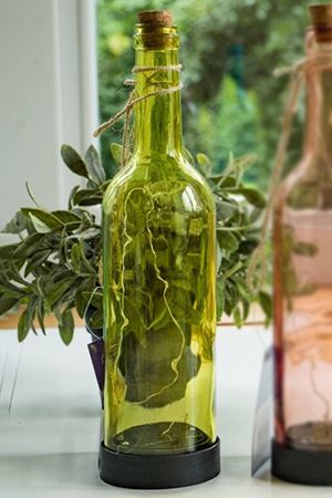 Садовый светильник на солнечной батарее СВЕТЛЯЧКИ В БУТЫЛКЕ, оливковый, 10 тёплых белых микро LED-огней, 31 см, Kaemingk