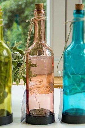 Садовый светильник на солнечной батарее СВЕТЛЯЧКИ В БУТЫЛКЕ, розовый, 10 тёплых белых микро LED-огней, 31 см, Kaemingk