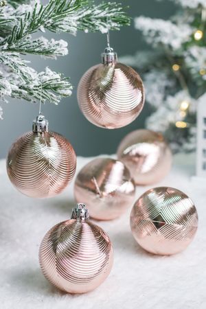 Набор ёлочных шаров ЭДЕЛАЙН, пластик, пыльная роза, 6 см, 6 шт., Winter Deco