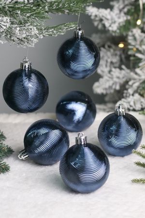 Набор ёлочных шаров ЭДЕЛАЙН, пластик, синий, 6 см, 6 шт., Winter Deco