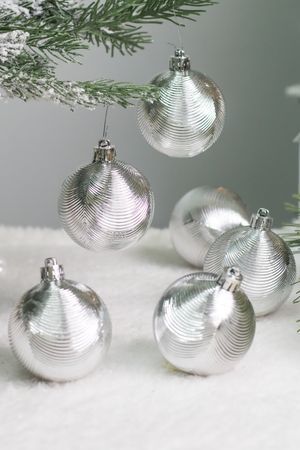 Набор ёлочных шаров ЭДЕЛАЙН, пластик, серебряный, 6 см, 6 шт., Winter Deco