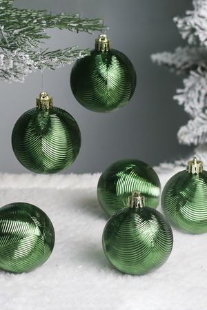 Набор ёлочных шаров ЭДЕЛАЙН, пластик, зелёный, 6 см, 6 шт., Winter Deco