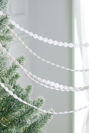 Бусы на ёлку МАРГЕРИТ, пластик, белые радужные, 270 см, Winter Deco