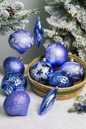 Набор ёлочных шаров и украшений ЭЛЬДОРАДО, пластик, синий, 10 см, 10 шт., Winter Deco