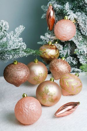 Набор ёлочных шаров и украшений ЭЛЬДОРАДО, пластик, розовый, миндальный, 10-13 см, 10 шт., Winter Deco