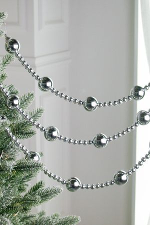 Бусы на ёлку ТОРЖЕСТВО ТРАДИЦИЙ, пластик, серебряные, 160 см, Winter Deco