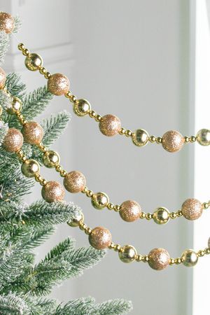 Бусы на ёлку КОЛЛАНА КЛАССИКО, пластик, золотые, 2-2.5 см, 160 см, Winter Deco