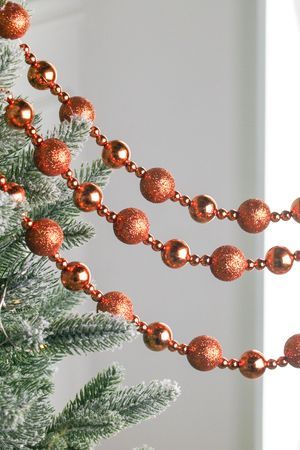 Бусы на ёлку КОЛЛАНА КЛАССИКО, пластик, медные, 2-2.5 см, 160 см, Winter Deco