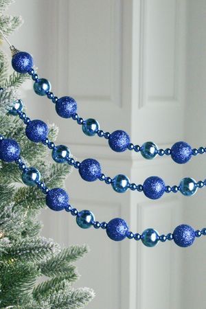 Бусы на ёлку КОЛЛАНА КЛАССИКО, пластик, синие, 2-2.5 см, 160 см, Winter Deco