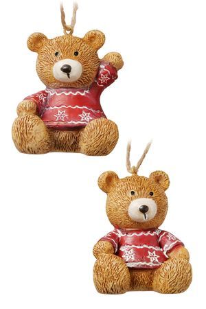 Набор ёлочных игрушек МИШКИ ТЕРНИ, полистоун, 6 см, 2 шт., Boltze