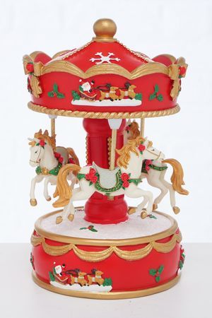 Светодинамическая композиция КАРУСЕЛЬ 'ВМЕСТЕ С ДЕДОМ МОРОЗОМ', полистоун, 16 см, батарейка, Boltze