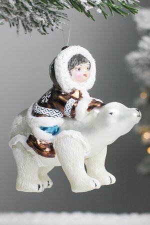 Ёлочная игрушка БЕЛЫЙ ПРОВОДНИК, коллекция СЕВЕРНЫЕ ИСТОРИИ, стекло, 11 см, Winter Deco