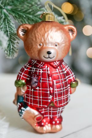 Ёлочная игрушка МИШКИНО УТРО, коллекция СКАЗОЧНЫЕ МИШКИ, стекло, 12 см, Winter Deco