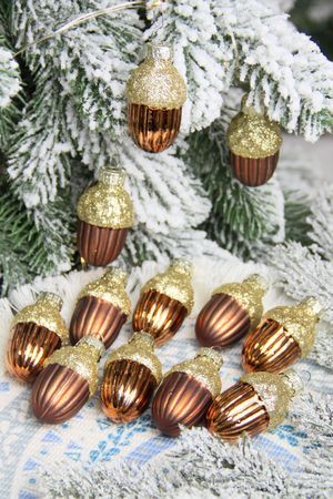 Набор ёлочных украшений БРОНЗОВЫЕ ЖЁЛУДИ, стекло, 4 см, 12 шт., Winter Deco