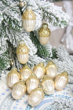 Набор ёлочных украшений ЗОЛОТЫЕ ЖЁЛУДИ, стекло, 4 см, 12 шт., Winter Deco