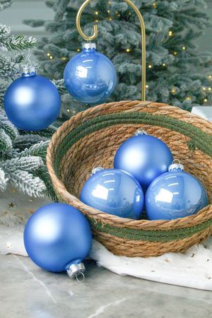 Набор ёлочных шаров СЕВЕРНЫЙ ВЕЧЕР, стекло, матовые и эмалевые, небесно-голубой, 8 см, 6 шт., Winter Deco