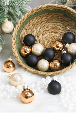 Набор стеклянных шаров Коллекция ЗОЛОТАЯ ПОЛНОЧЬ, матовые, эмалевые и глянцевые, 35 мм, 16 шт., Winter Deco