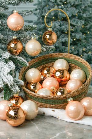 Набор стеклянных шаров Коллекция ШАМПАНЬ И СЛИВКИ, эмалевые и глянцевые, 60 мм, 20 шт., Winter Deco