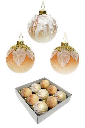 Набор ёлочных шаров СНЕЖНЫЕ ТРЮФЕЛИ, стекло, 8 см, 9 шт., Christmas Deluxe