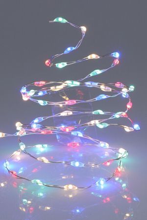 Гирлянда СИЯЮЩИЕ КАПЛИ - МАКСИ, 132 разноцветных big-micro-LED огней (крупные мини диоды), 2 м, таймер, серебряная проволока, батарейки, Koopman International