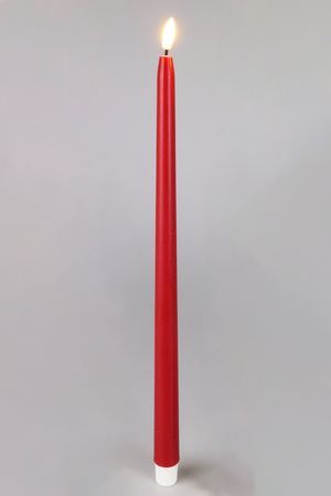 Набор восковых столовых свечей ВУЭЛО, красный, 'натуральный фитилёк', 38 см, 2 шт., пульт, таймер, батарейки, Koopman International