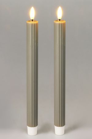 Набор восковых столовых свечей СЭМПЛИО, серый, 'натуральный фитилёк', 25 см, 2 шт., пульт, таймер, батарейки, Koopman International