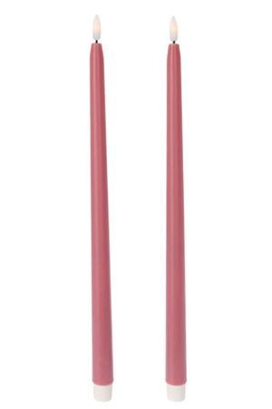 Набор восковых столовых свечей ВУЭЛО, розовый, 'натуральный фитилёк', 38 см, 2 шт., пульт, таймер, батарейки, Koopman International