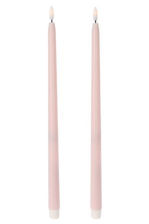 Набор восковых столовых свечей ВУЭЛО, светло-розовый, 'натуральный фитилёк', 38 см, 2 шт., пульт, таймер, батарейки, Koopman International