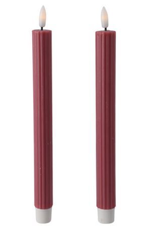 Набор восковых столовых свечей СЭМПЛИО, розовый, 'натуральный фитилёк', 25 см, 2 шт., пульт, таймер, батарейки, Koopman International